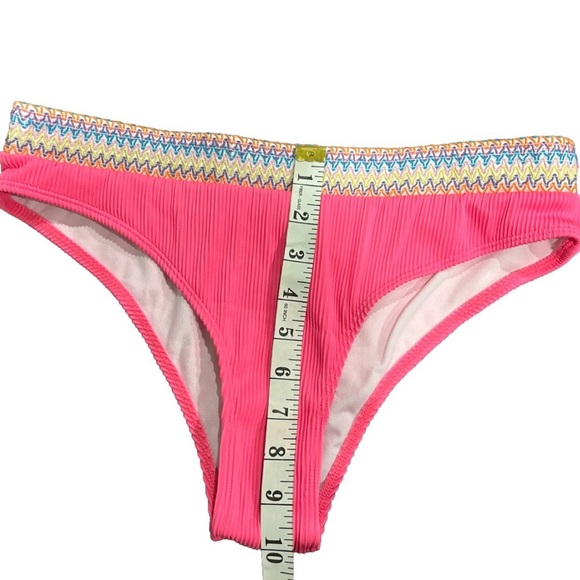 Pink Bikini Bottom Colorful Waistband Size L New NWOT - Picture 3 of 7